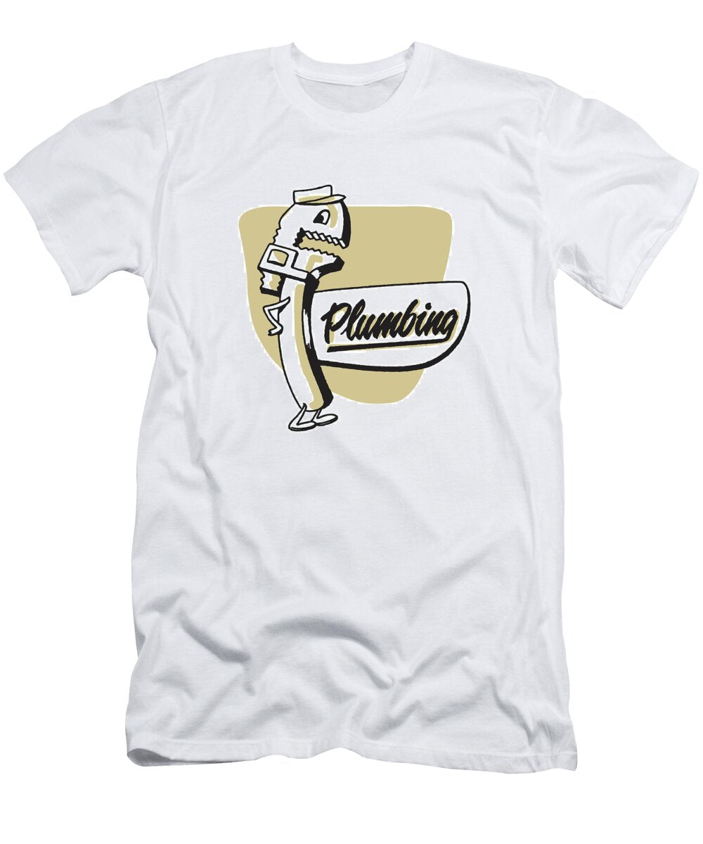 Personified Wrench with Plumbing Sign Csa Images T-Shirt