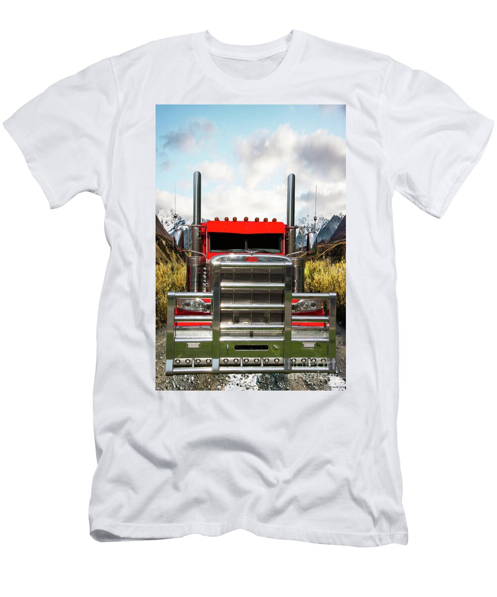 Peterbilt Semi Truck with Grill Gaurd Nick Gray T-Shirt