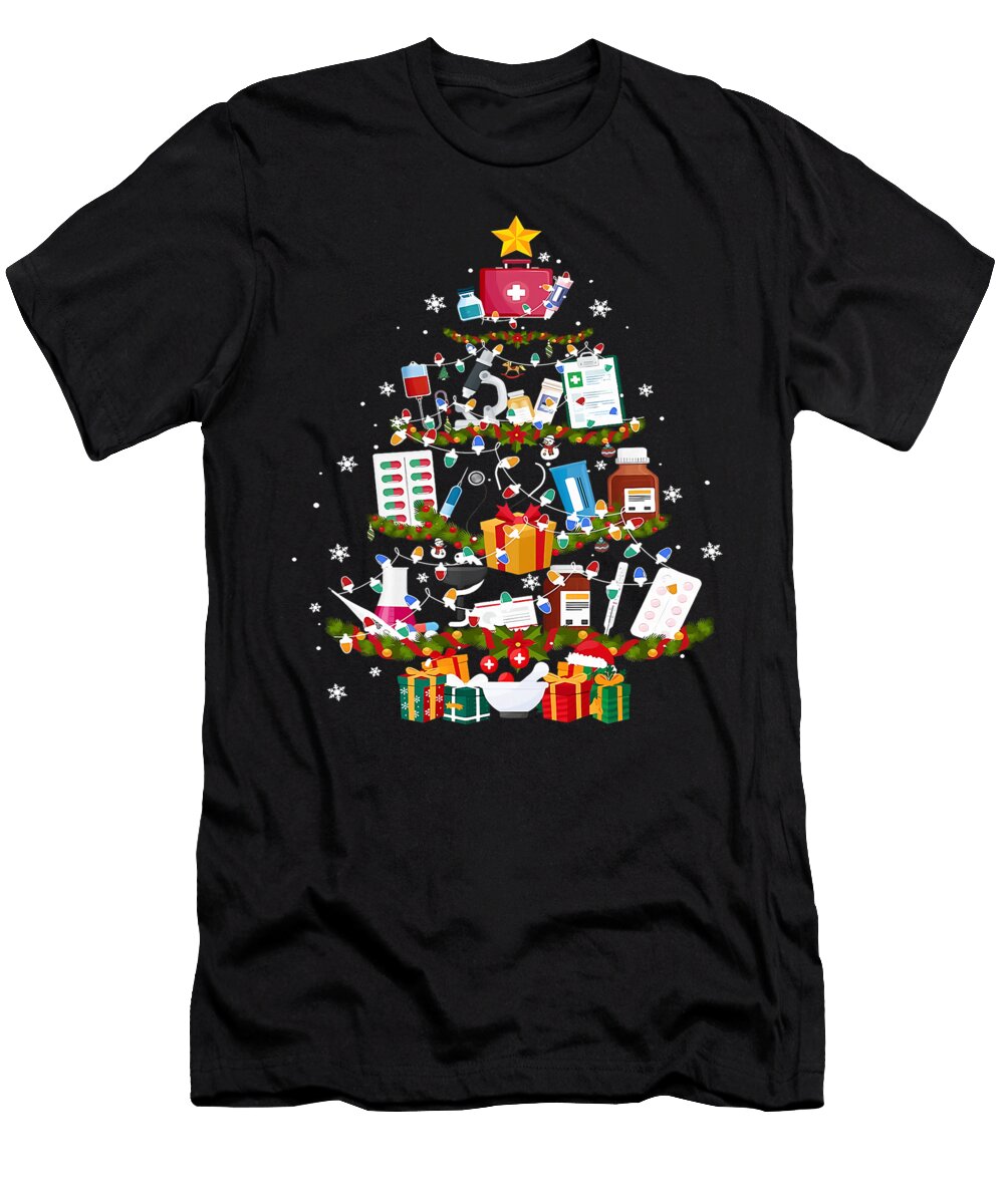 Pharmacist Christmas Trees Lights Medication Zyneu Gangd T-Shirt