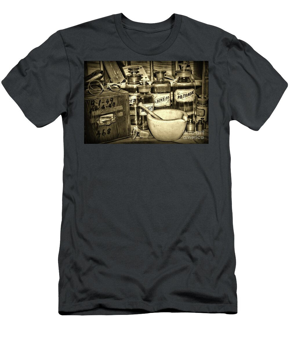 Pharmacist Filling Prescriptions in Sepia Paul Ward T-Shirt