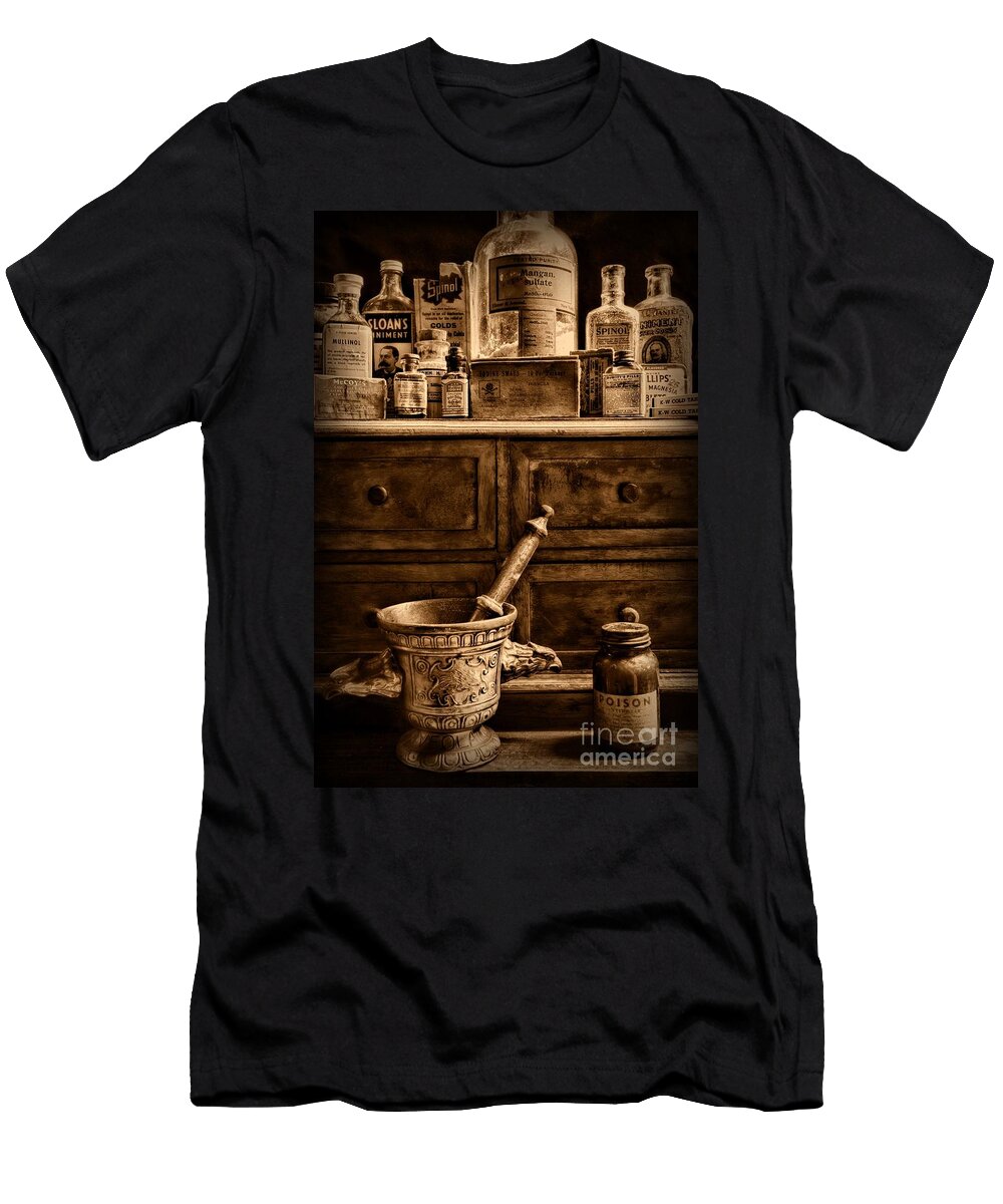 Pharmacist Old Medicine in Black and White Paul Ward T-Shirt