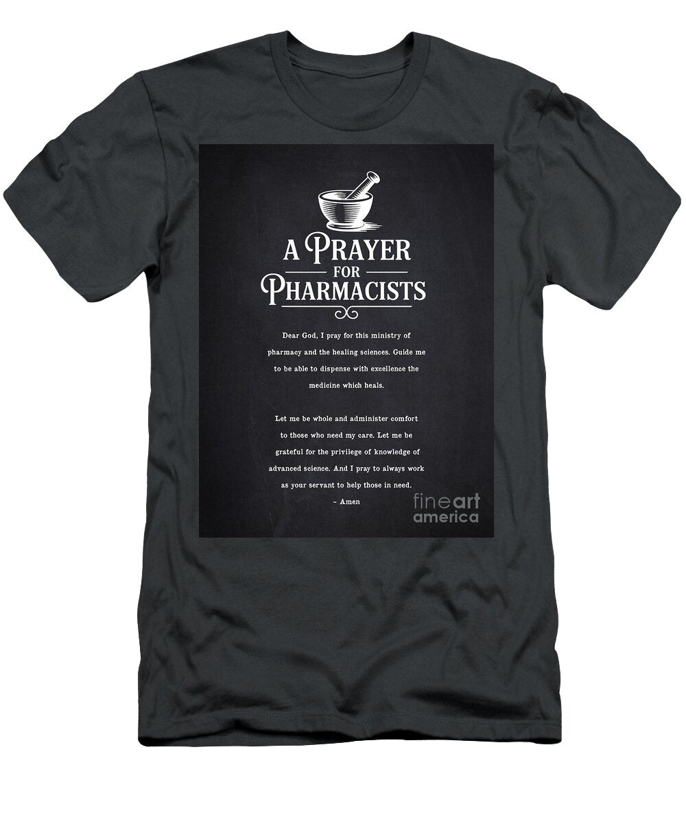 Pharmacist Prayer Charcoal Aged Pixel T-Shirt