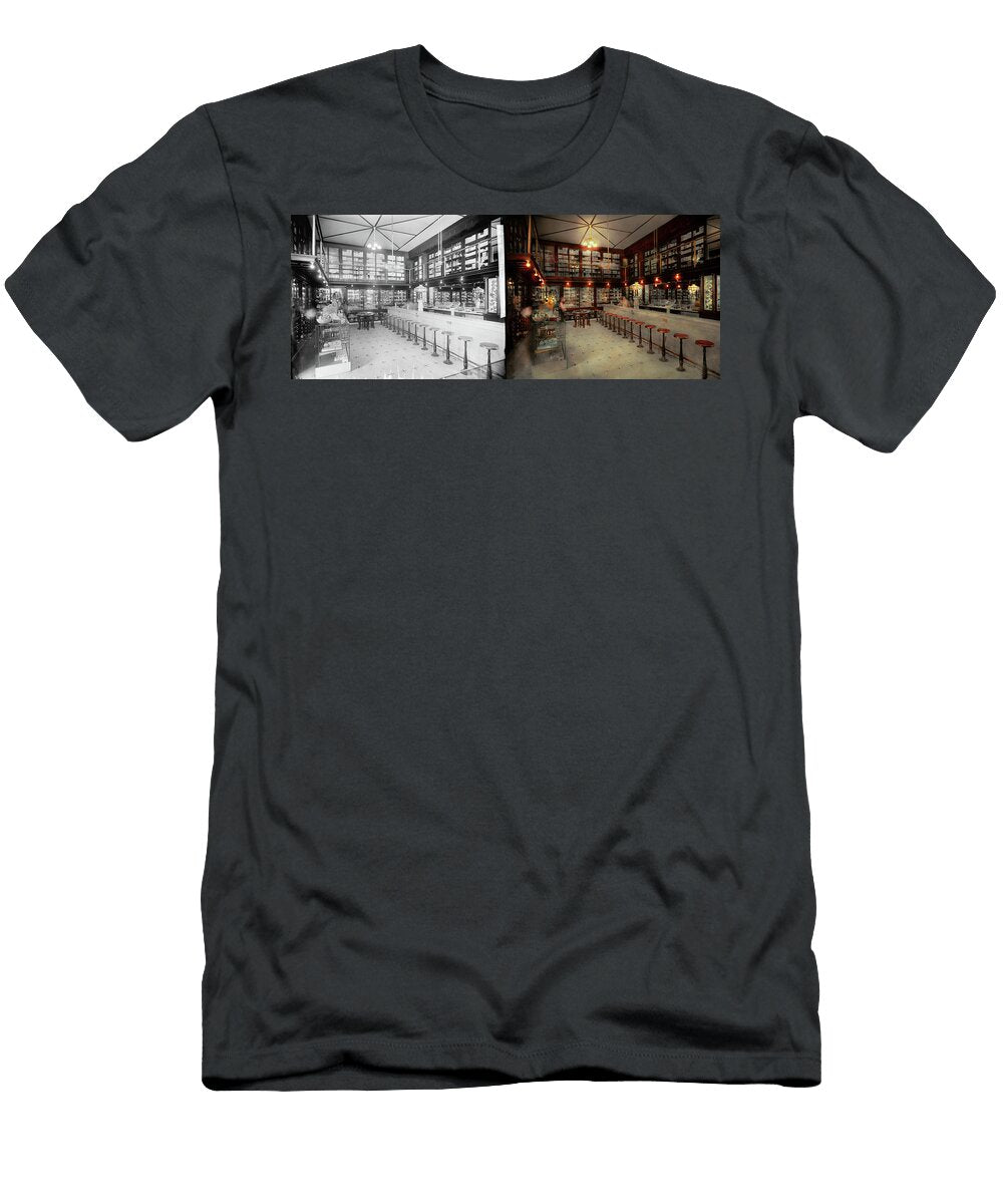 Pharmacy Bertrams Ghosts 1909 Side By Side Mike Savad T-Shirt