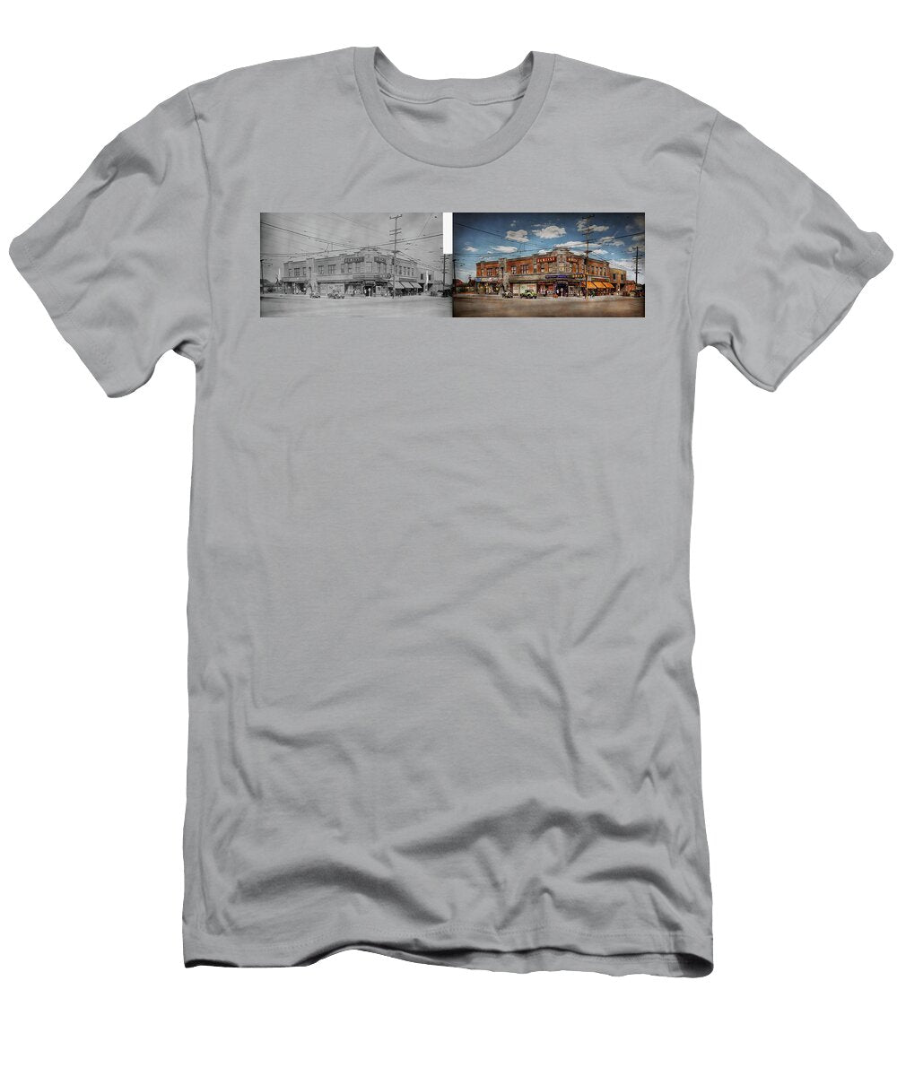 Pharmacy the Corner Drugstore 1910 Side By Side Mike Savad T-Shirt