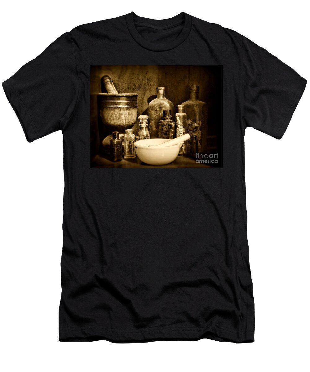 Pharmacy Tools of the Pharmacist Black and White Paul Ward T-Shirt