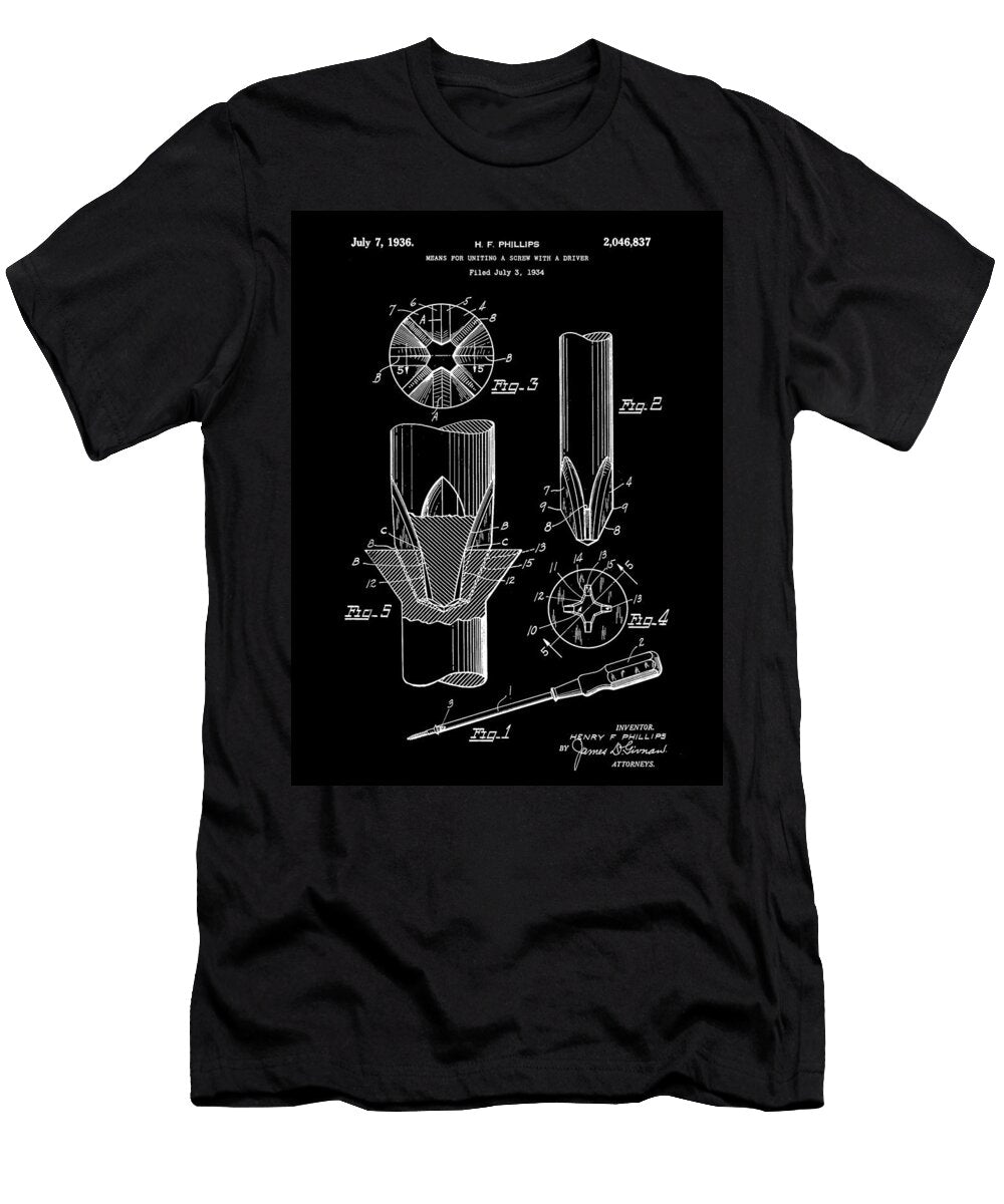 Philips Screwdriver Patent 1934 Black Stephen Younts T-Shirt