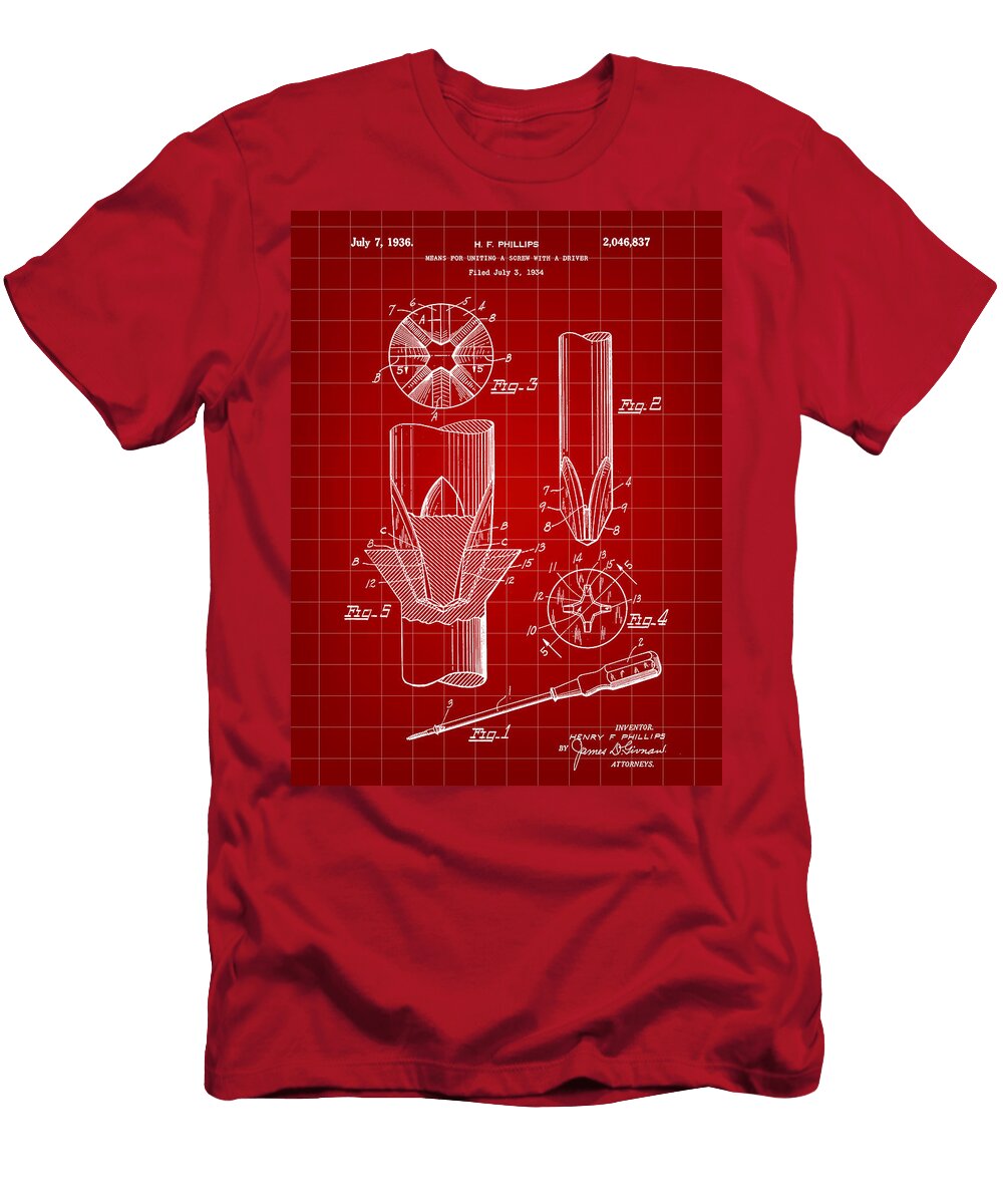 Philips Screwdriver Patent 1934 Red Stephen Younts T-Shirt