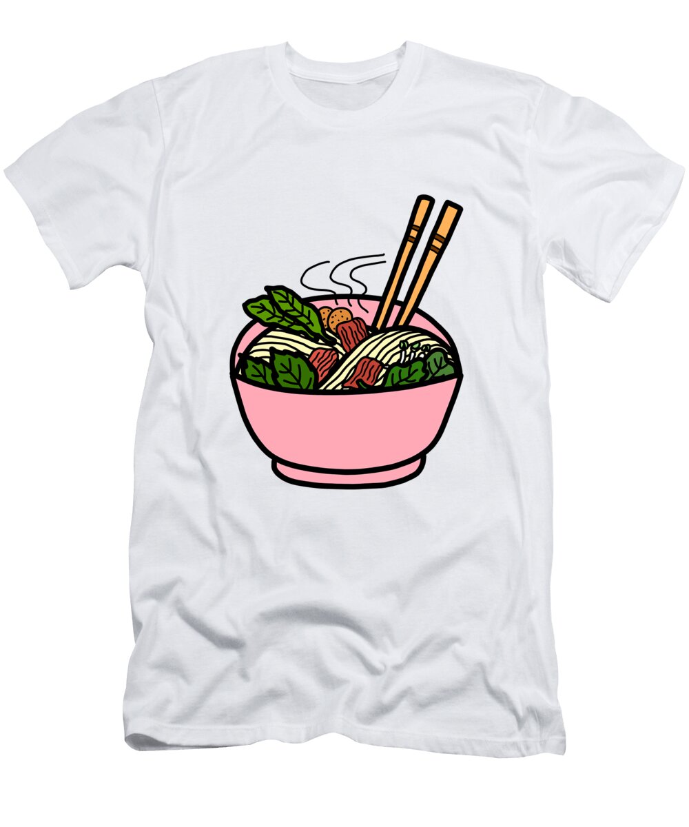Pho Vietnamese Yellow Noodle Soup in a Bowl Asian Food Cuisine Nalidsa Sukprasert T-Shirt