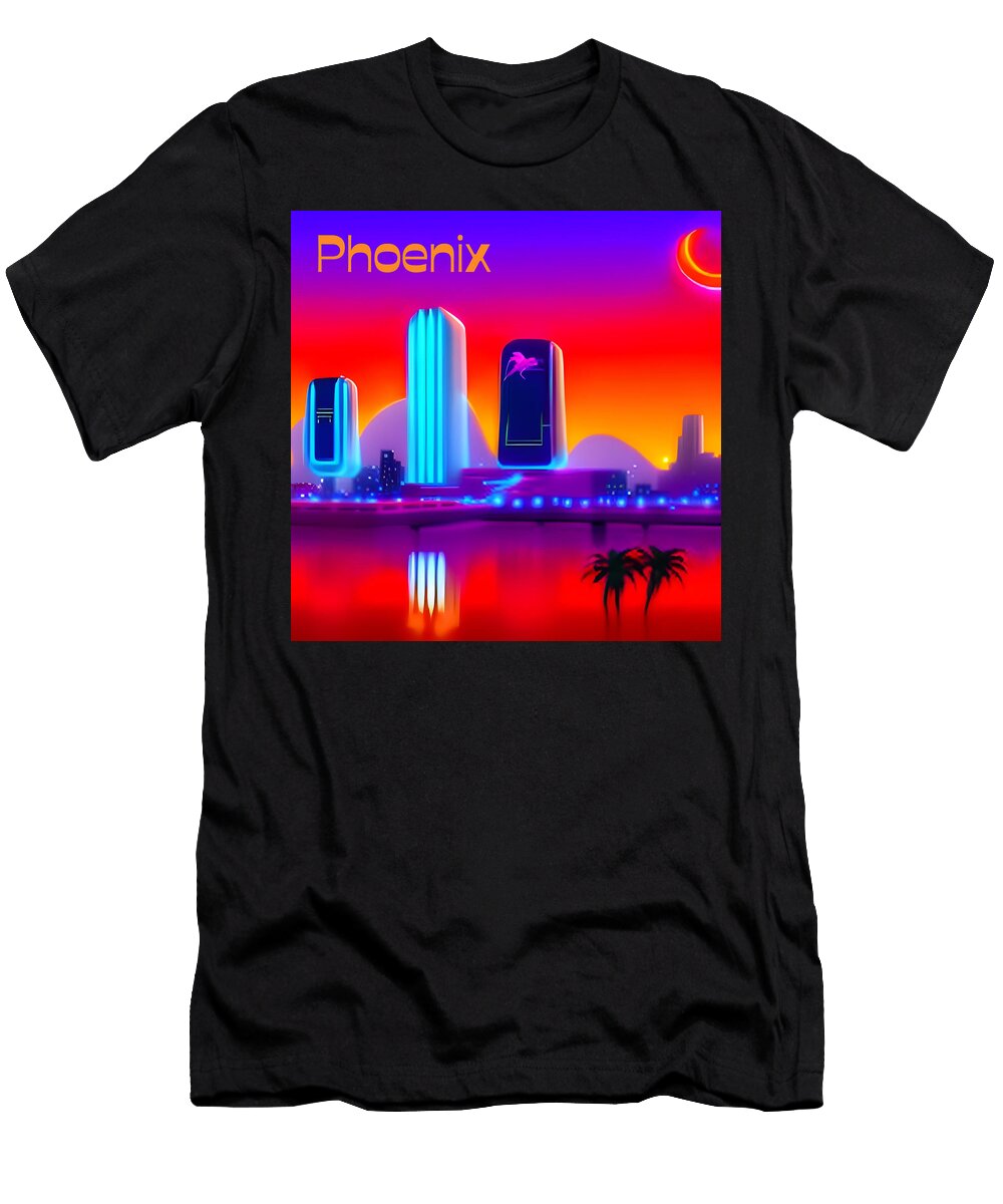 Phoenix Evening Skyline Synth Whitney Ervin T-Shirt