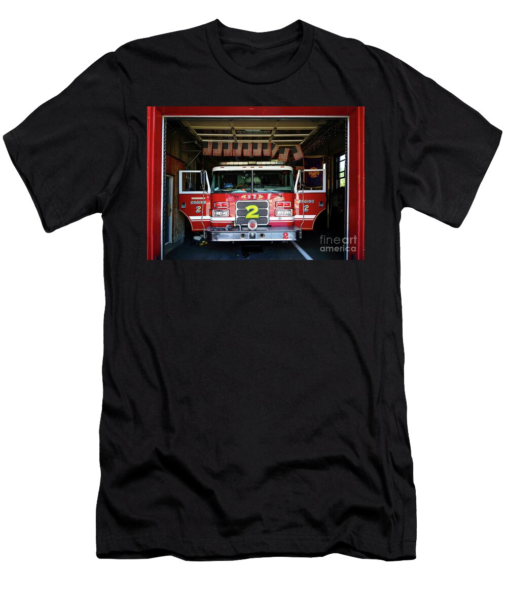 Pierce Enforcer Fire Truck in Station Baltimore James Brunker T-Shirt