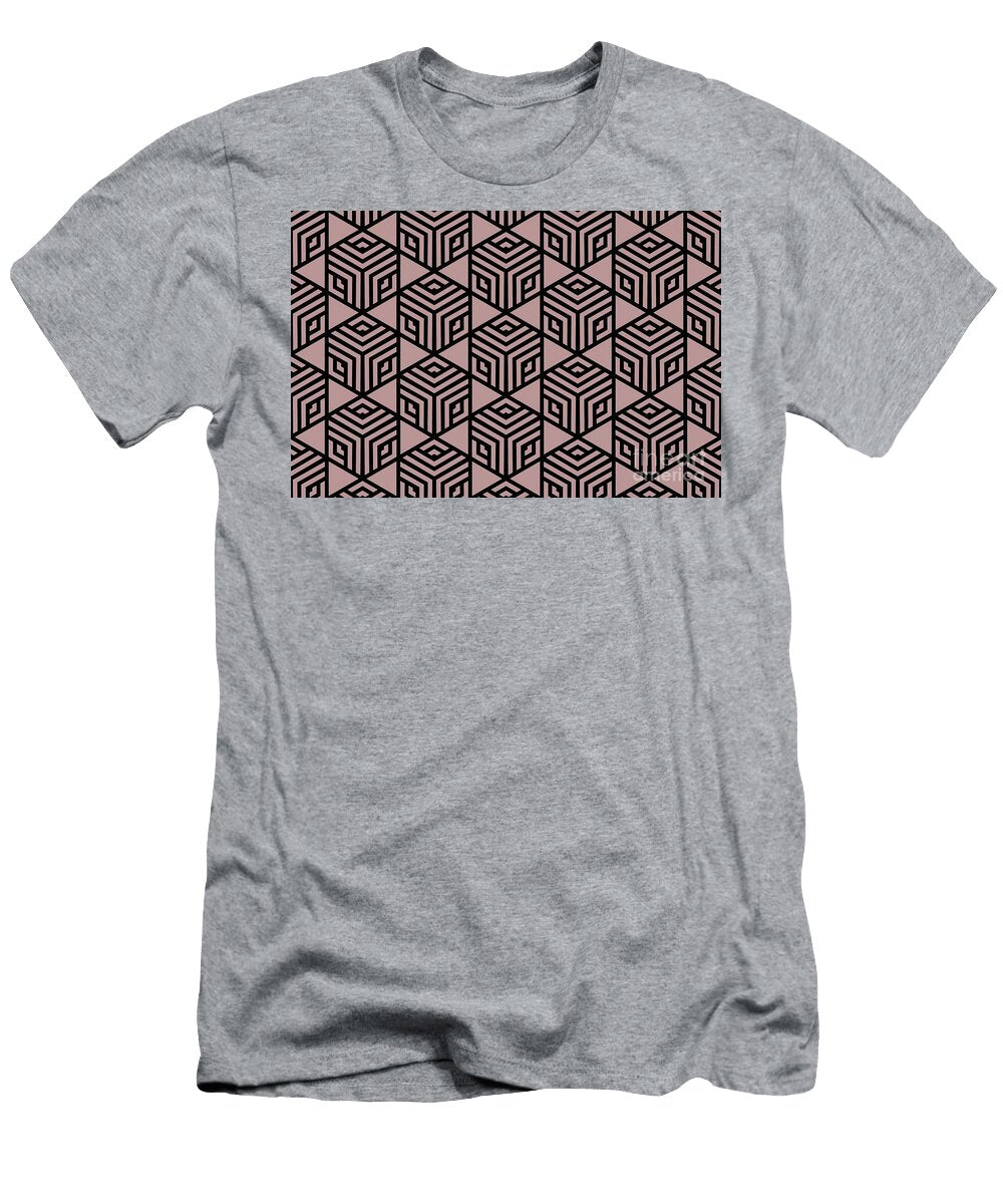 Pink and Black Modern Stripe Cube Tile Pattern Petite Pattern Minimal Graphic Designs T-Shirt