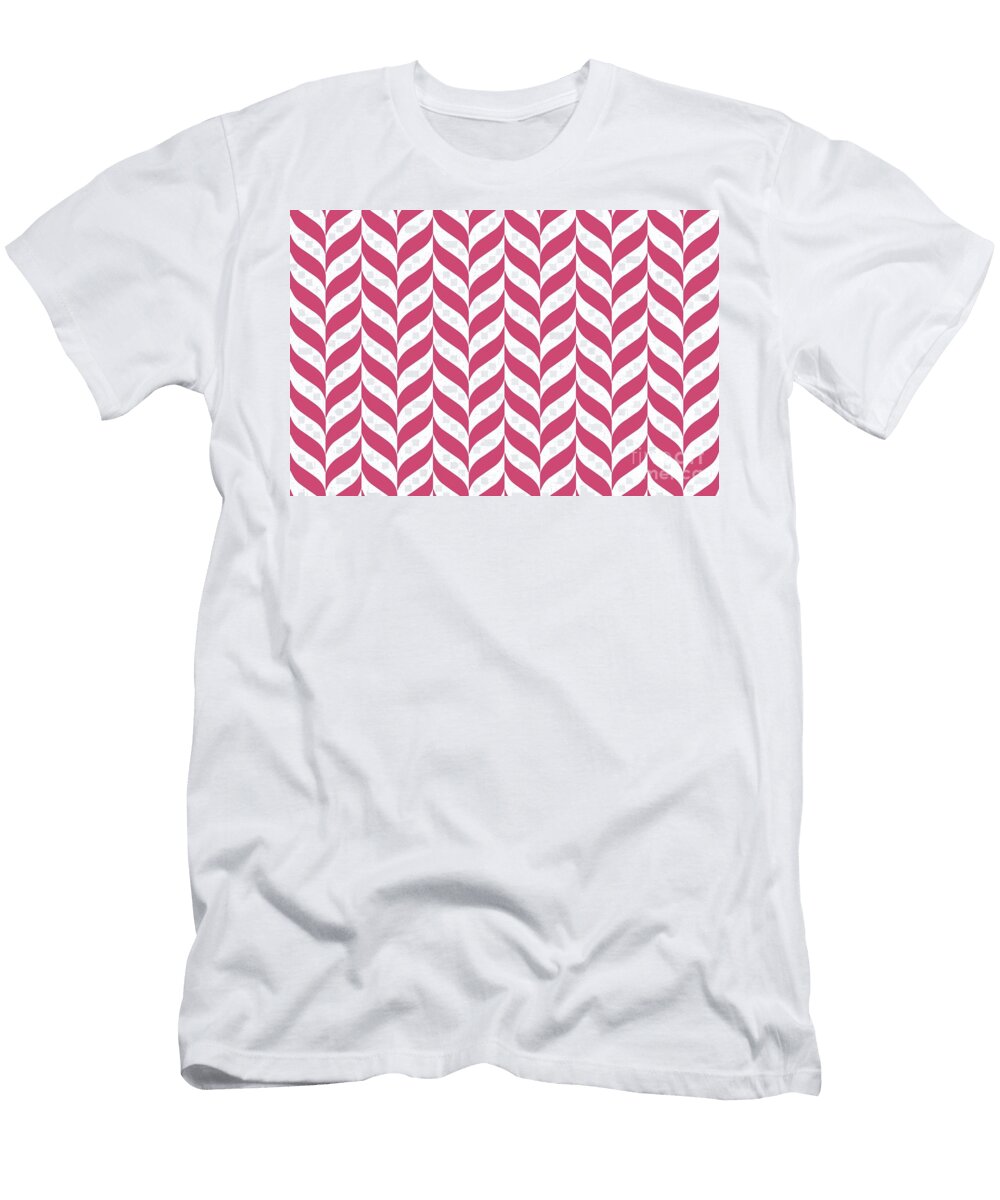 Pink and White Pretty Herringbone Pattern Pairs De 2022 Popular Color Pink Punch De5048 Petite Pattern Minimal Graphic Designs T-Shirt