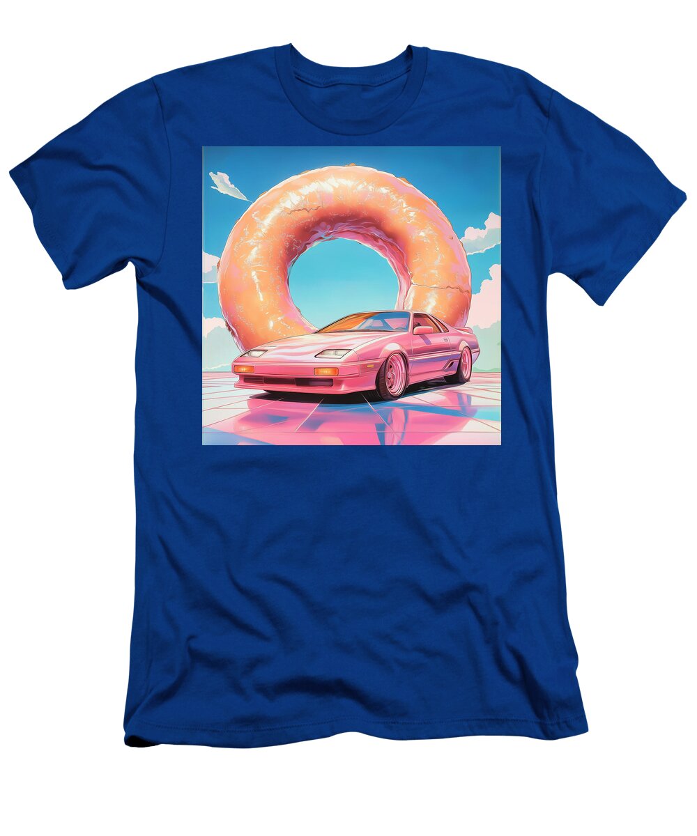 Pink Car and Giant Donut in Vaporwave Style Isabele Renta T-Shirt