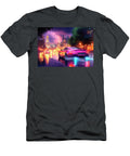 Pink Sports Aston Martin Vanquish Car Driving Through City At Night Clark Leffler T-Shirt