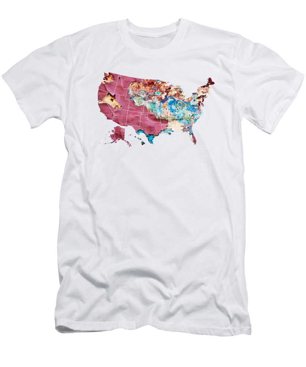 Pink Street Art US Map Delphimages Map Creations T-Shirt