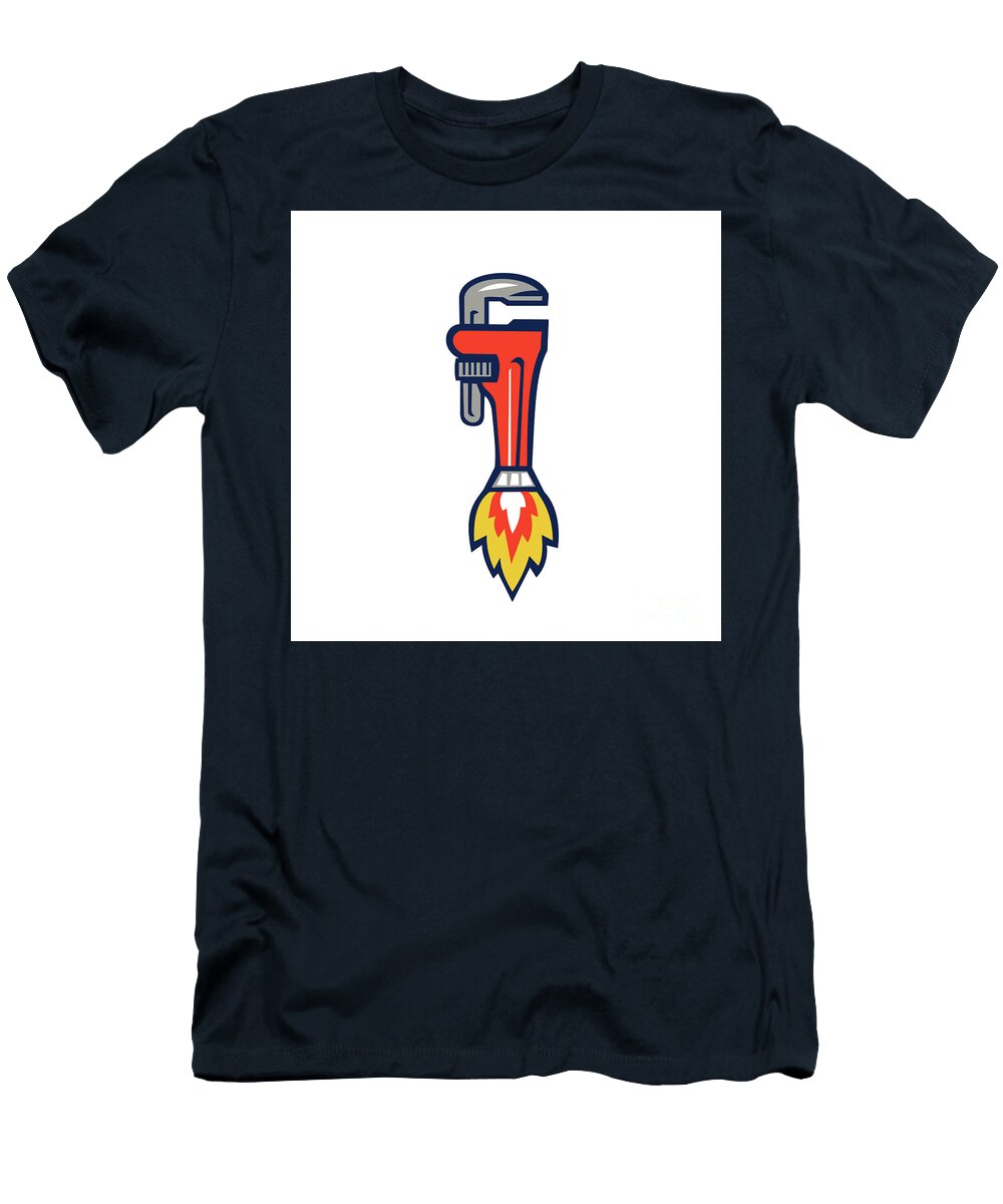 Pipe Wrench Rocket Booster Side Retro Aloysius Patrimonio T-Shirt