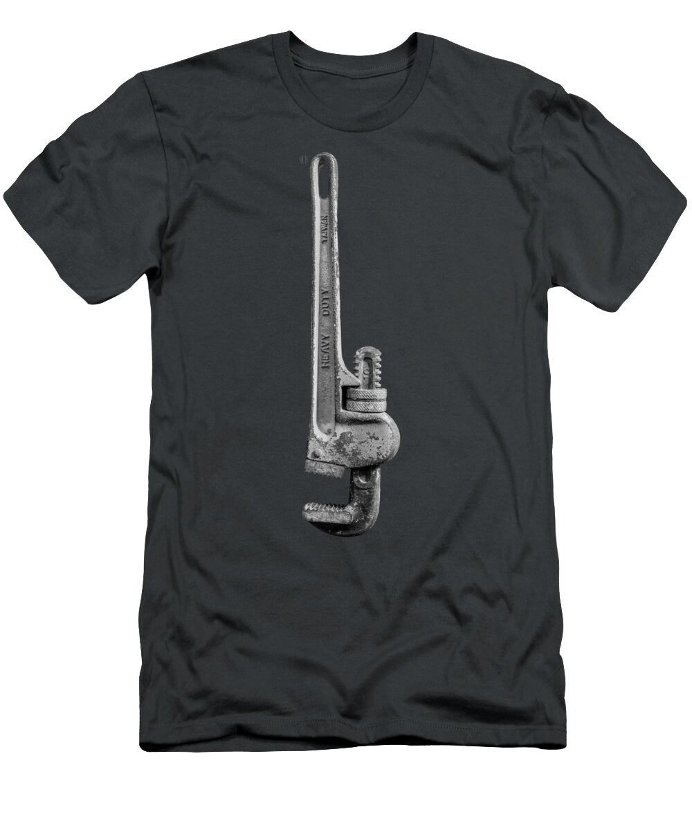 Pipe Wrench Upside Down on Plywood 70 in Bw Yopedro T-Shirt