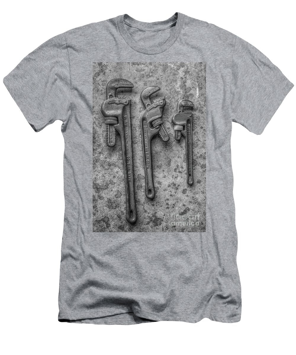 Pipe Wrenches Black and White Randy Steele T-Shirt
