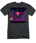 Pixel Art Cityscape At Night with Pink and Purple Hues Elana Nessie T-Shirt