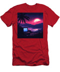 Pixel Art of a Retro Computer Overlooking a Tropical Sunset Elana Nessie T-Shirt