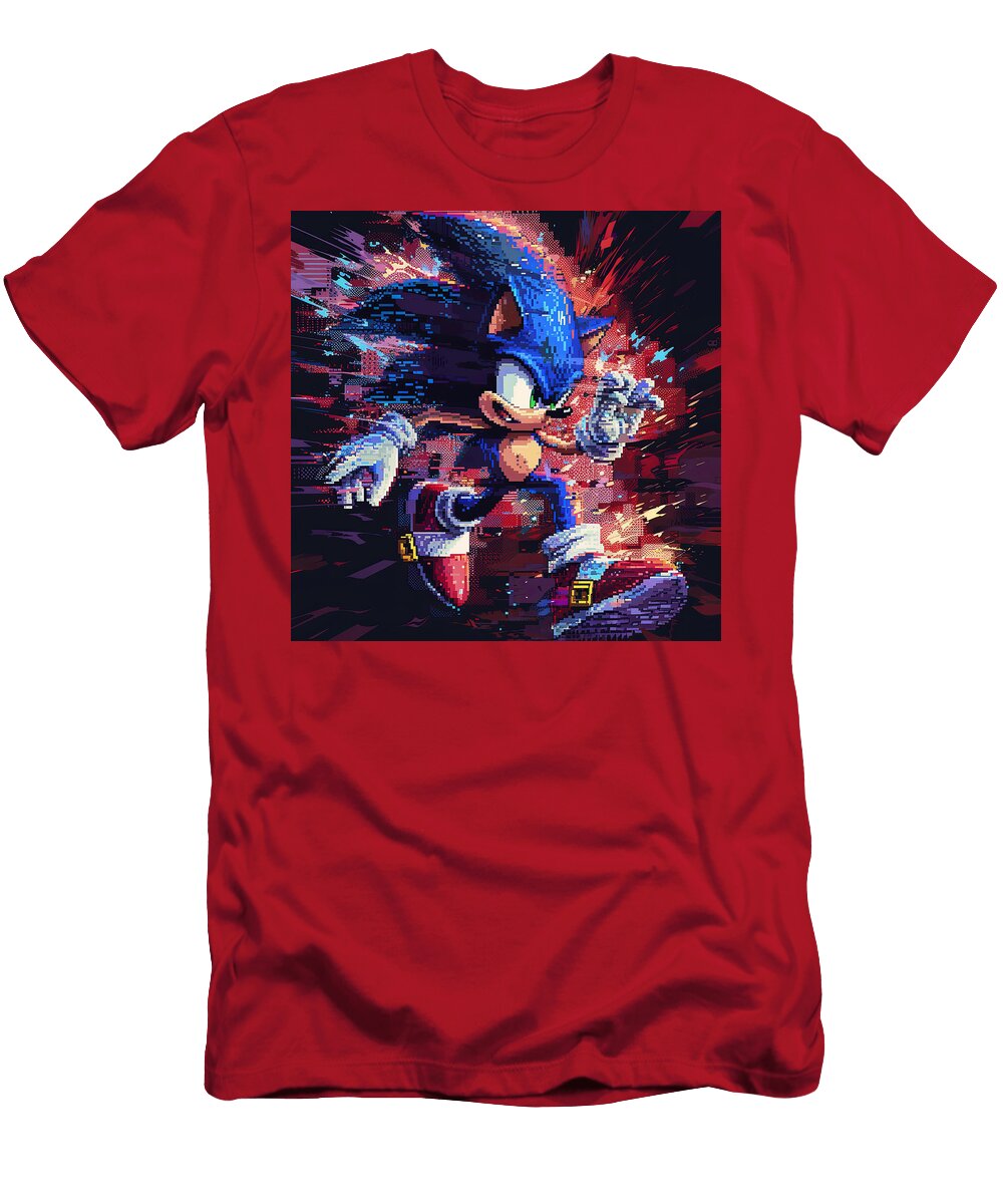 Pixelated Sonic the Hedgehog Running Leatha Cold T-Shirt
