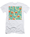 Plates of Noodles and Funny Cats Noodles with Spices and Vegetables Turquoise Background Cute Design Julien T-Shirt
