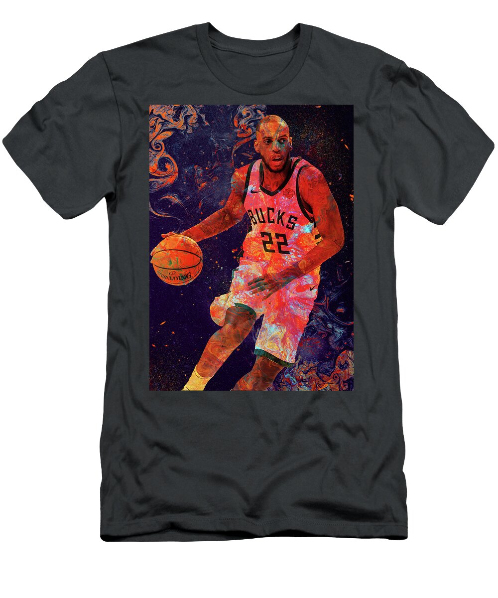 Player Art Khris Middleton Khris Middleton Khrismiddleton Jameskhristianmiddleton Milwaukee Bucks De Wrenn Huber T-Shirt