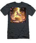 Playful Cow Leaping Over a Stack of Pancakes in a Whimsical Fore Cornelis Boje T-Shirt