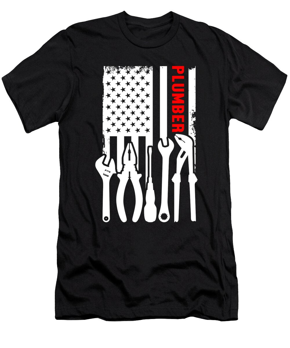 Plumber American Flag Plumbing Profession Job Gift Thomas Larch T-Shirt