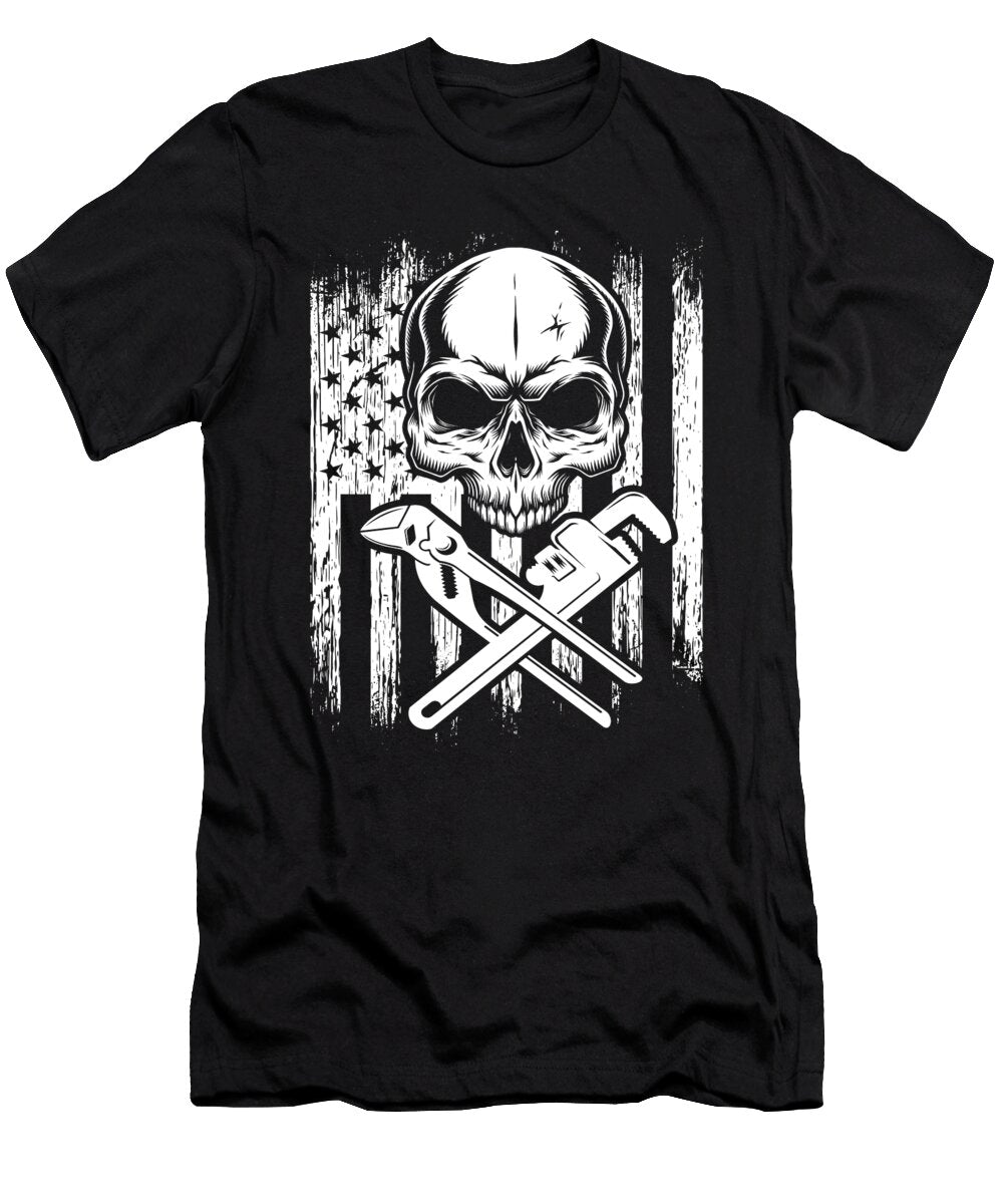 Plumber American Flag Plumbing Tool Tools Job Gift Thomas Larch T-Shirt