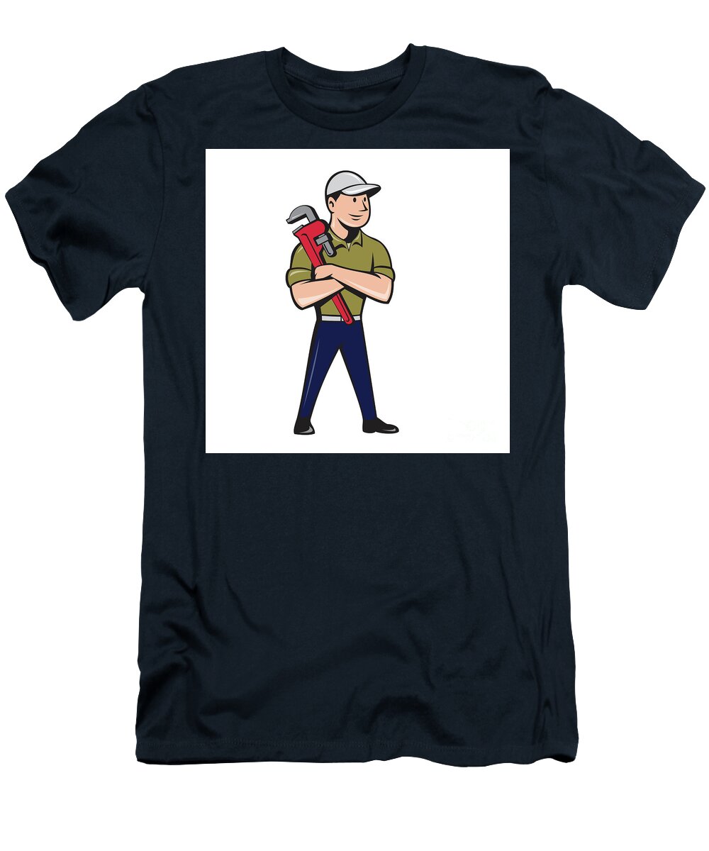 Plumber Arms Crossed Standing Cartoon Aloysius Patrimonio T-Shirt