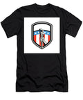 Plumber Hand Pipe Wrench USA Flag Shield Retro Aloysius Patrimonio T-Shirt