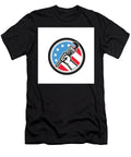 Plumber Hand Pipe Wrench USA Flag Side Angled Circle Aloysius Patrimonio T-Shirt