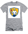 Plumber Holding Monkey Wrench Shield Retro Aloysius Patrimonio T-Shirt