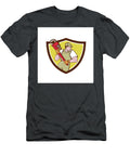 Plumber Holding Pipe Wrench Crest Cartoon Aloysius Patrimonio T-Shirt