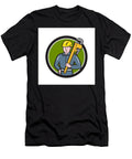 Plumber Holding Wrench Circle Cartoon Aloysius Patrimonio T-Shirt