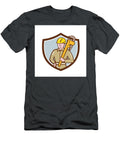 Plumber Holding Wrench Crest Cartoon Aloysius Patrimonio T-Shirt