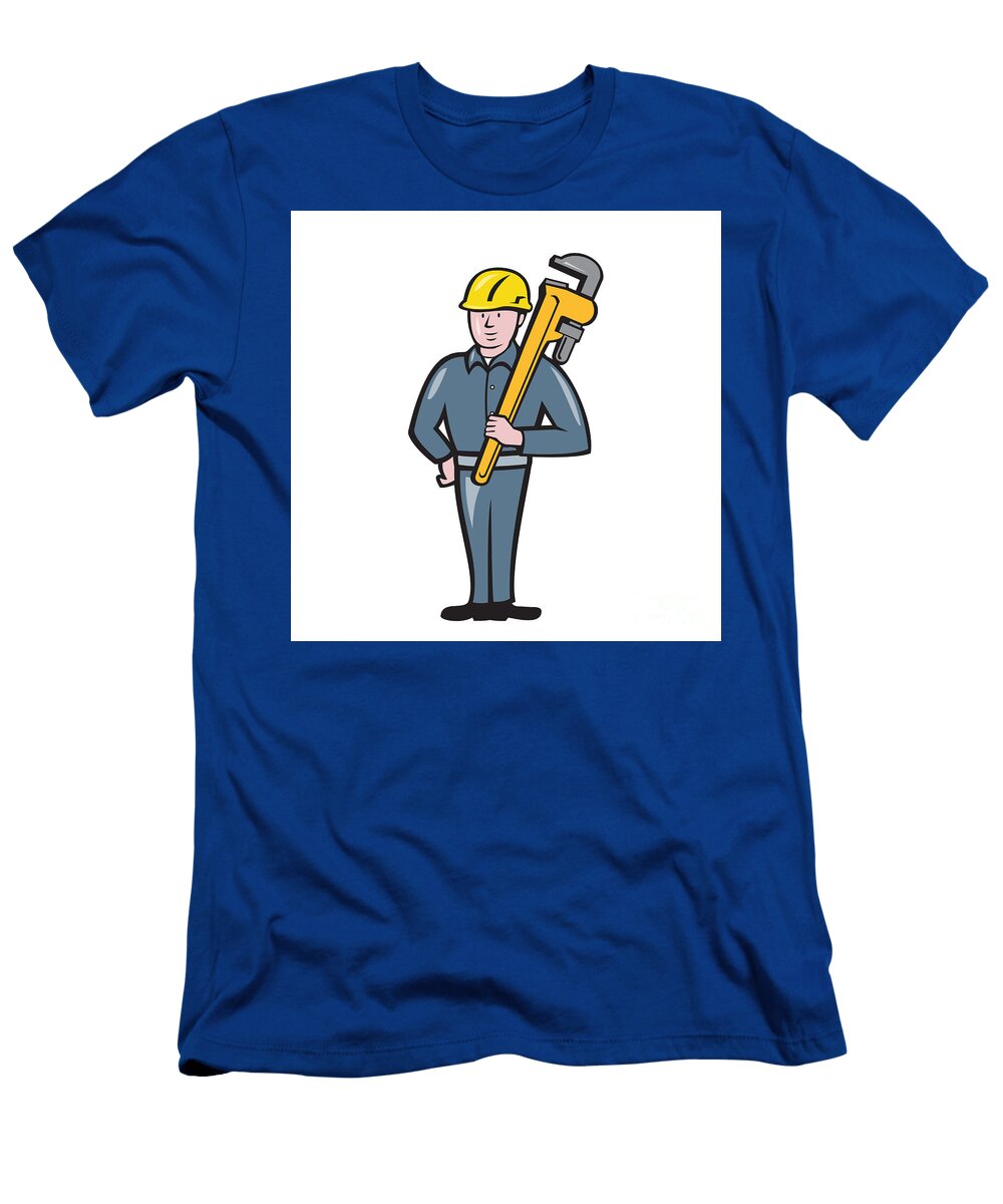 Plumber Holding Wrench Isolated Cartoon Aloysius Patrimonio T-Shirt