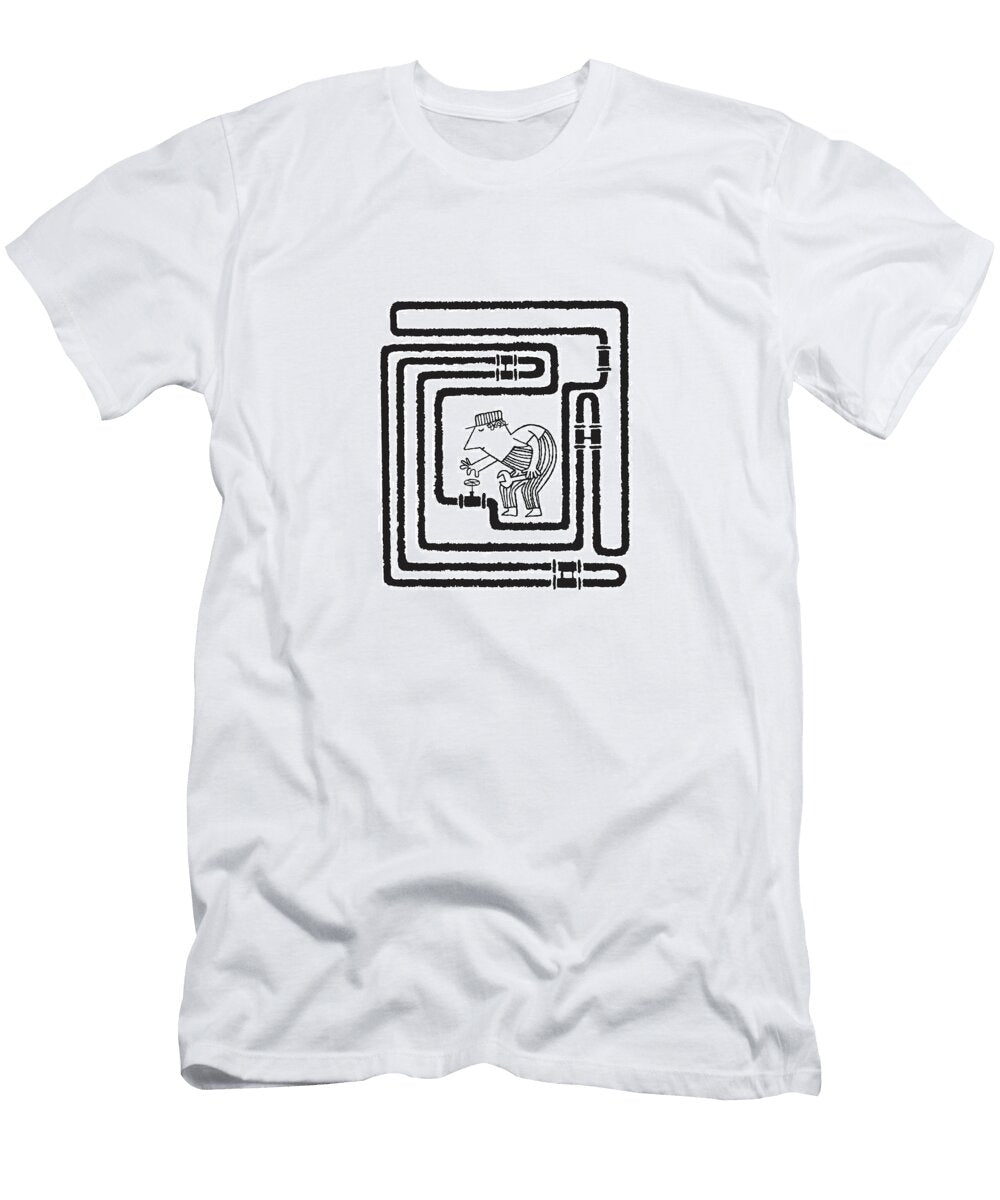 Plumber in Maze of Pipes Csa Images T-Shirt