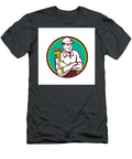 Plumber Monkey Wrench Arms Crossed Circle Retro Aloysius Patrimonio T-Shirt