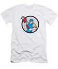 Plumber Running Monkey Wrench Circle Cartoon Aloysius Patrimonio T-Shirt