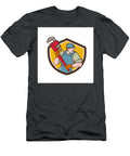 Plumber Running Monkey Wrench Crest Cartoon Aloysius Patrimonio T-Shirt
