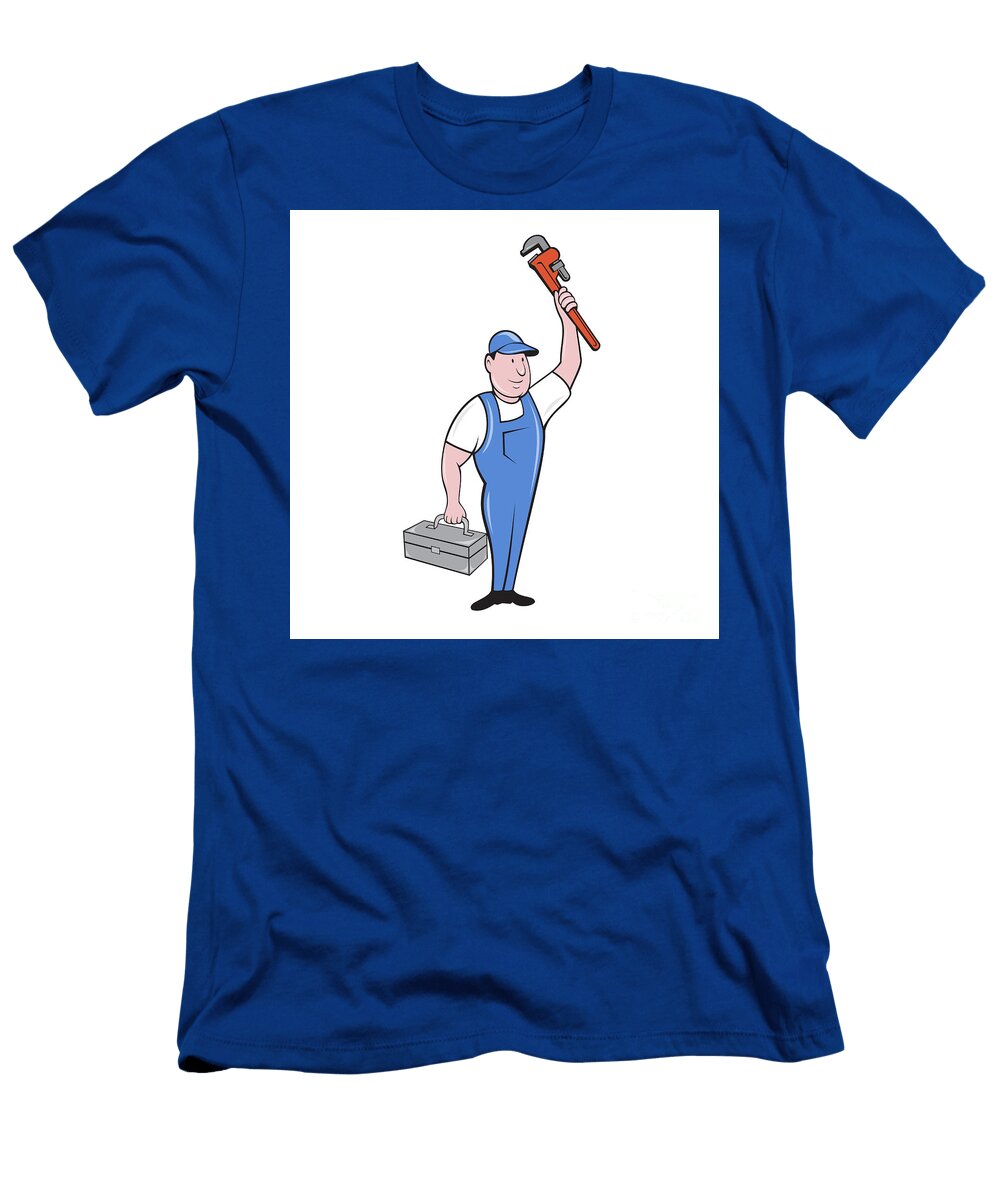 Plumber Toolbox Raising Monkey Wrench Cartoon Aloysius Patrimonio T-Shirt