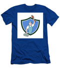 Plumber Toolbox Raising Monkey Wrench Crest Cartoon Aloysius Patrimonio T-Shirt