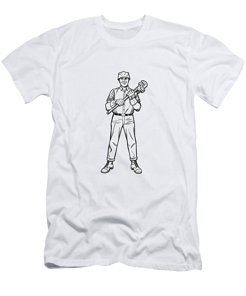 Plumber with Large Wrench Csa Images T-Shirt