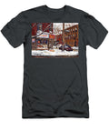 Pointe St Charles Montreal Winter Scene Painting Paul Patates Restaurant At Coleraine and Charleroi Carole Spandau T-Shirt