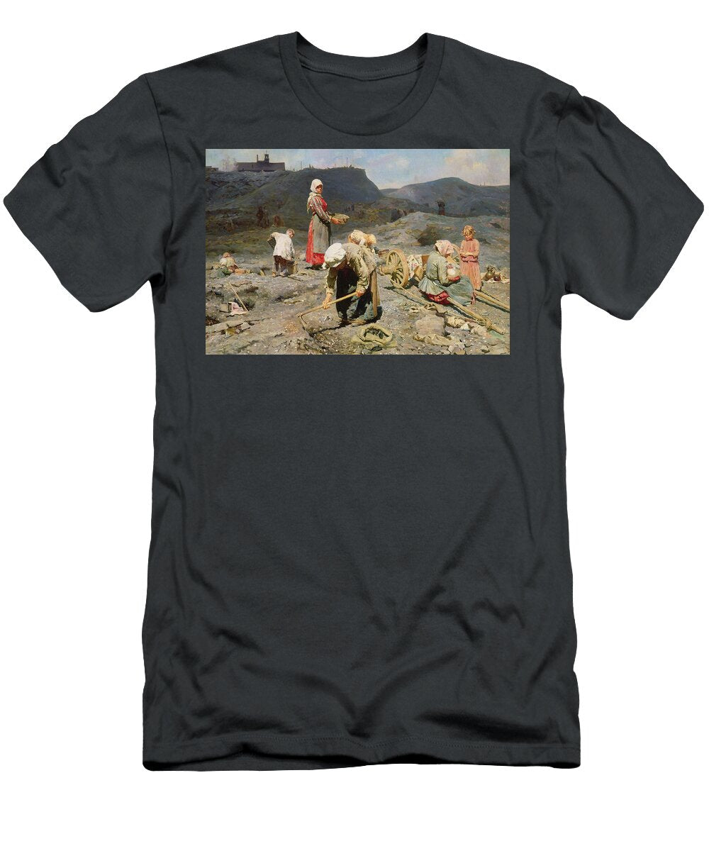 Poor People Gathering Coal At an Exhausted Mine Nikolaj Alekseevich Kasatkin T-Shirt