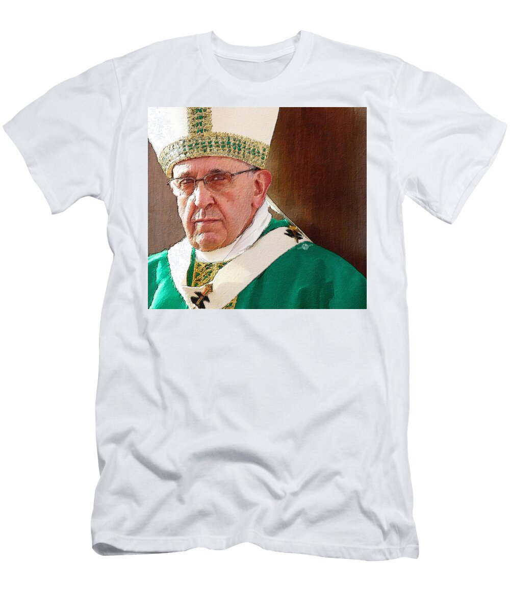 Pope Francis Acrylic Portrait 1 Tony Rubino T-Shirt