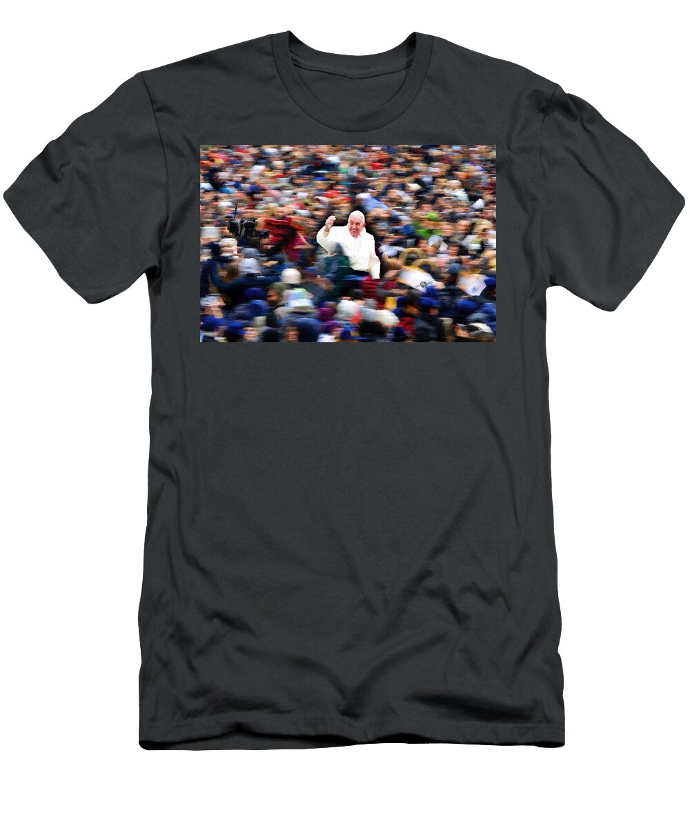 Pope Francis in Crowd of Faithful Acrylic 1 Tony Rubino T-Shirt