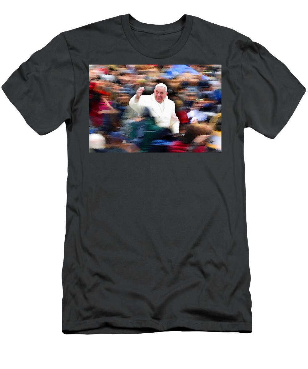 Pope Francis in Crowd of Faithful Acrylic 2 Tony Rubino T-Shirt